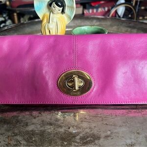 Coach fold-over clutch Soft Genuine Pink Leather